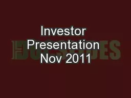 Investor Presentation Nov 2011