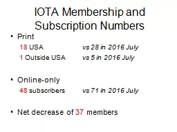 IOTA Membership and Subscription Numbers