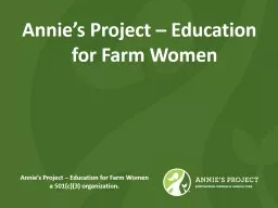 Annie’s Project – Education for Farm Women