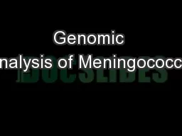 Genomic Analysis of Meningococcal