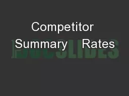Competitor Summary    Rates