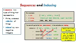 Sequences   and  Indexing