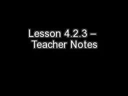 Lesson 4.2.3 – Teacher Notes