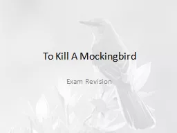 To Kill A Mockingbird Exam Revision