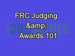 FRC Judging & Awards 101