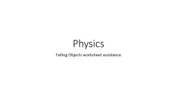 Physics Falling Objects worksheet assistance