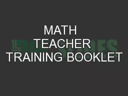 MATH  TEACHER TRAINING BOOKLET