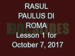 RASUL PAULUS DI ROMA Lesson 1 for October 7, 2017