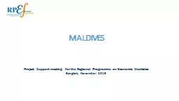 MALDIVES Project  Support meeting