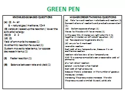 GREEN PEN KNOWLEDGE BASED QUESTIONS