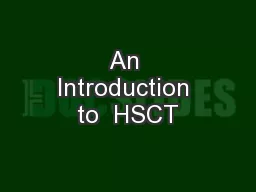 An Introduction to  HSCT