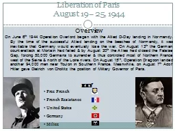 Liberation of Paris August 19 – 25, 1944