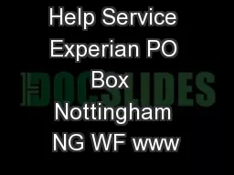 Consumer Help Service Experian PO Box  Nottingham NG WF www