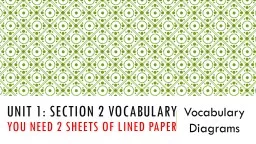 Unit 1: Section  2  vocabulary