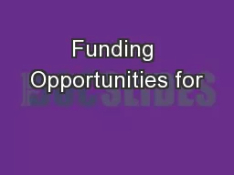 Funding Opportunities for