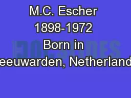 M.C. Escher 1898-1972 Born in Leeuwarden, Netherlands
