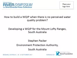 How to build a WQIP when there is no perceived water quality problem?