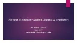 Research Methods for Applied Linguists & Translators