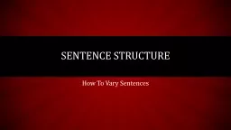 How To  Vary Sentences Sentence Structure