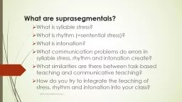 What are  suprasegmentals