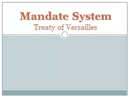 Mandate System Treaty of Versailles