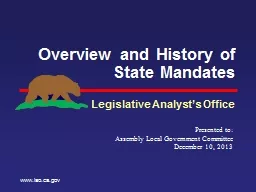 Overview and History of State Mandates