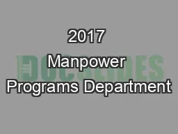 2017 Manpower Programs Department