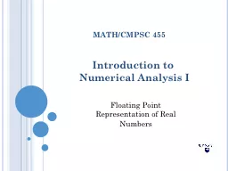 Introduction  to  Numerical Analysis