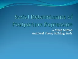 Social Determinants of Postpartum Depression