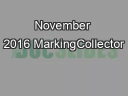 November 2016 MarkingCollector