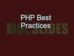 PHP Best Practices 