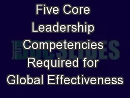 Five Core Leadership Competencies Required for Global Effectiveness