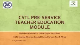 CSTL PRE-SERVICE TEACHER EDUCATION MODULE