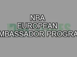 NBA EUROPEAN AMBASSADOR PROGRAM