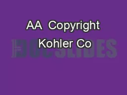  AA  Copyright  Kohler Co