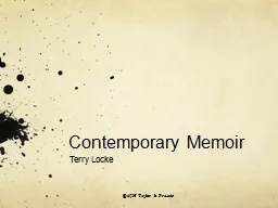Contemporary Memoir Terry Locke