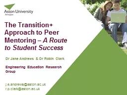The Transition  Approach to Peer Mentoring –
