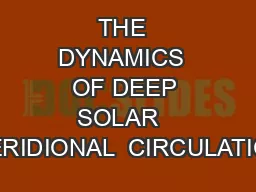 THE  DYNAMICS  OF DEEP SOLAR   MERIDIONAL  CIRCULATION