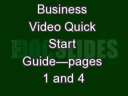 Skype for Business Video Quick Start Guide—pages 1 and 4