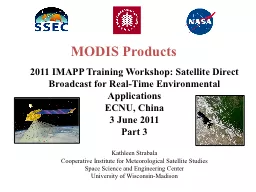 MODIS Products 2011 IMAPP Training Workshop: Satellite Direct Broadcast for Real-Time