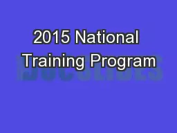 2015 National Training Program