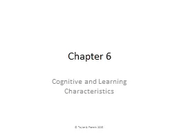 Chapter 6 Cognitive and Learning Characteristics