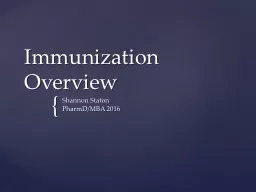 Immunization Overview Shannon Staton