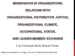 Misbehavior in  Organizations: