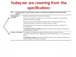 Today we are covering from the specification: