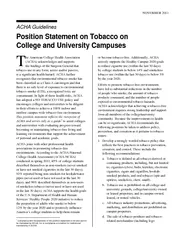 NOVEMBER  ACHA Guidelines Position Statement on Tobacc