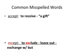 Common Misspelled Words