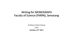 Writing for MONOGRAPH  Faculty of Science (FMIPA), Semarang