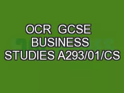 OCR  GCSE  BUSINESS STUDIES A293/01/CS