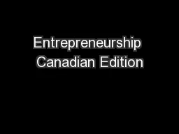 Entrepreneurship Canadian Edition